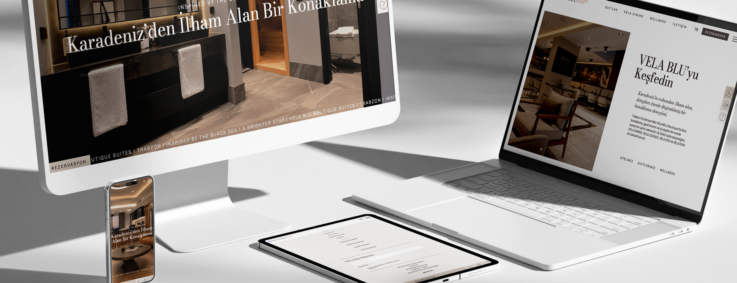 VELA BLU SUITES otel web sitesi ve marka kimliği projesi